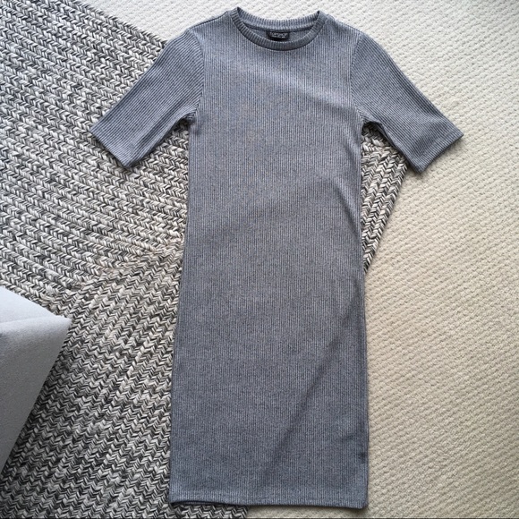 Topshop - Ribbed Crewneck Bodycon T-Shirt Dress - Picture 1 of 4